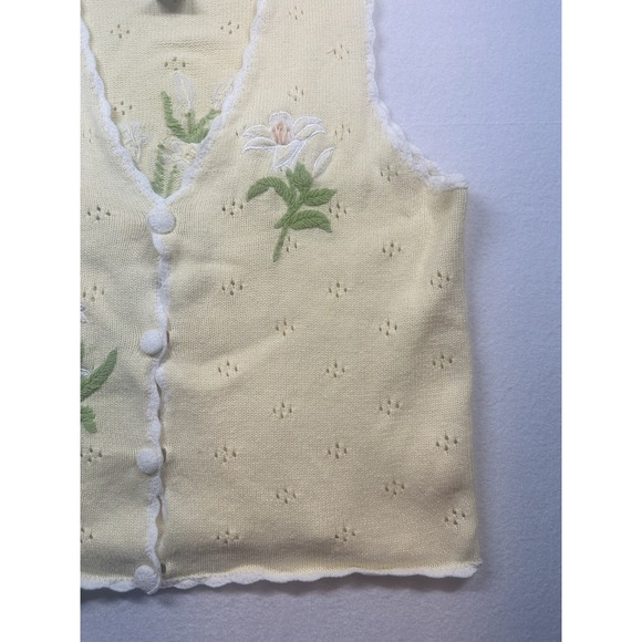 Mandala Day Yellow Embroidered Floral Vest  Rame Cotton  Size L/G  Boho Chic - Picture 8 of 12